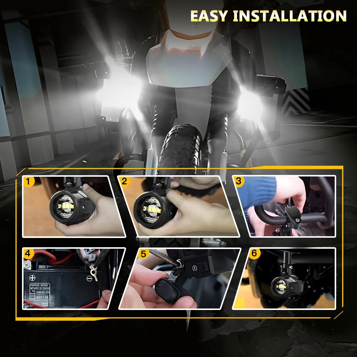 Dirt Bike Reflektor Dziennej Dla Zestaw Świateł Przeciwmgielnych LED Motocykla Dodatkowe Światła Drogowe Z Przełącznikiem Wiązka Przewodów Zestaw Wsporników Mocujących Zacisk