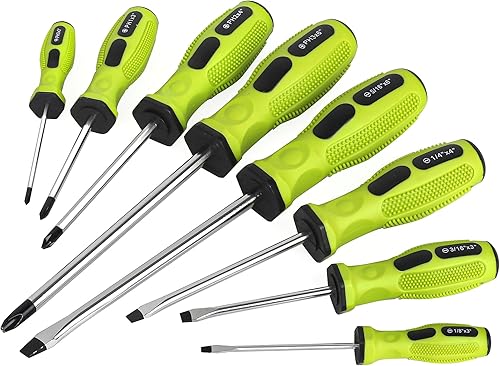 FASTPRO Juego de destornilladores magnéticos de 8 piezas con 4 Phillips y 4 puntas ranuradas, kit de herramientas de reparación de destornilladores