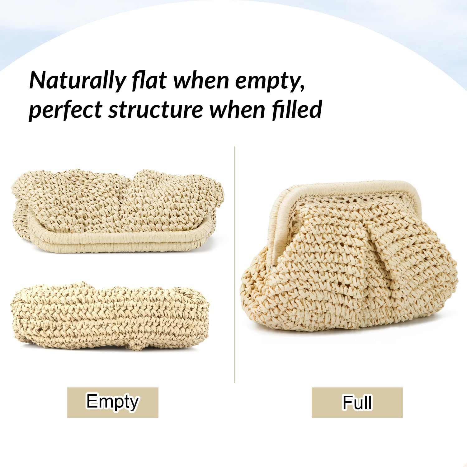 Freie Liebe Straw Clutch Purses for Women Woven Dumpling Bag Summer Beach Clutch Wicker Crossbody Purses - Image 7