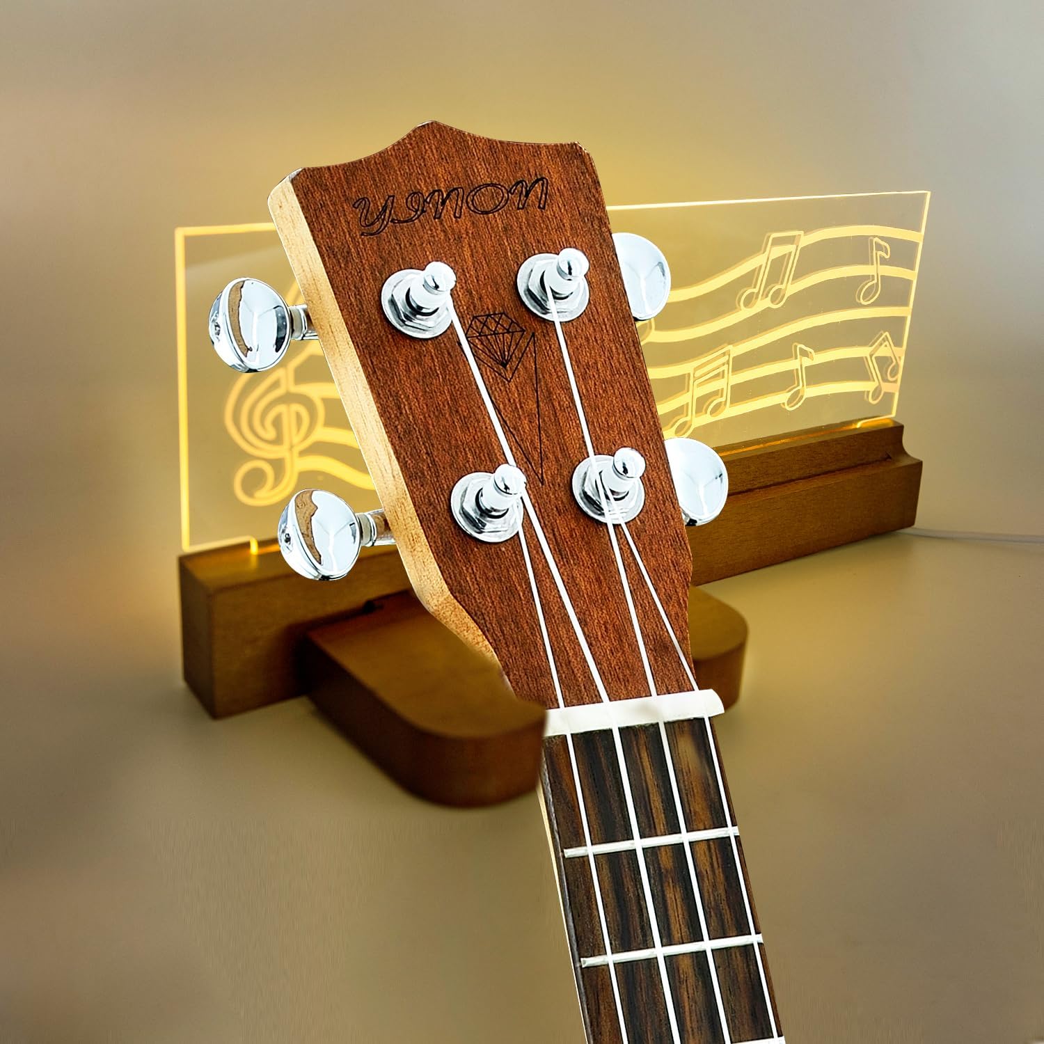 ArtBeek Guitar Stand Wall Mount with LED Lights, Solid Wood Guitar Holder Hanger Shelf with Pick Organizer for Electric Bass Ukulele Gift for Music Guitar Players Guitarist