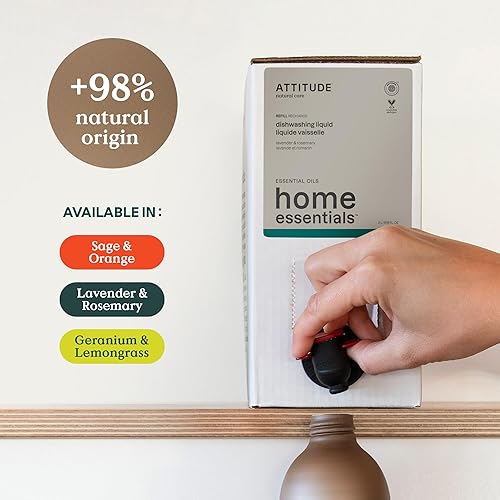 Miniatura 9 de ATTITUDE Jabón para platos, certificado EWG, ingredientes a base de plantas y minerales, productos para el hogar veganos y libres de crueldad,