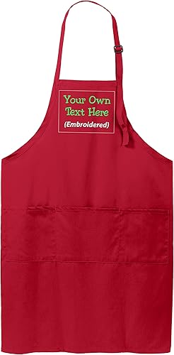 Miniatura 10 de Delantal personalizado Añadir un nombre bordado diseño extra largo adulto baberos delantales 25 pulgadas de ancho x 34.5 pulgadas de largo
