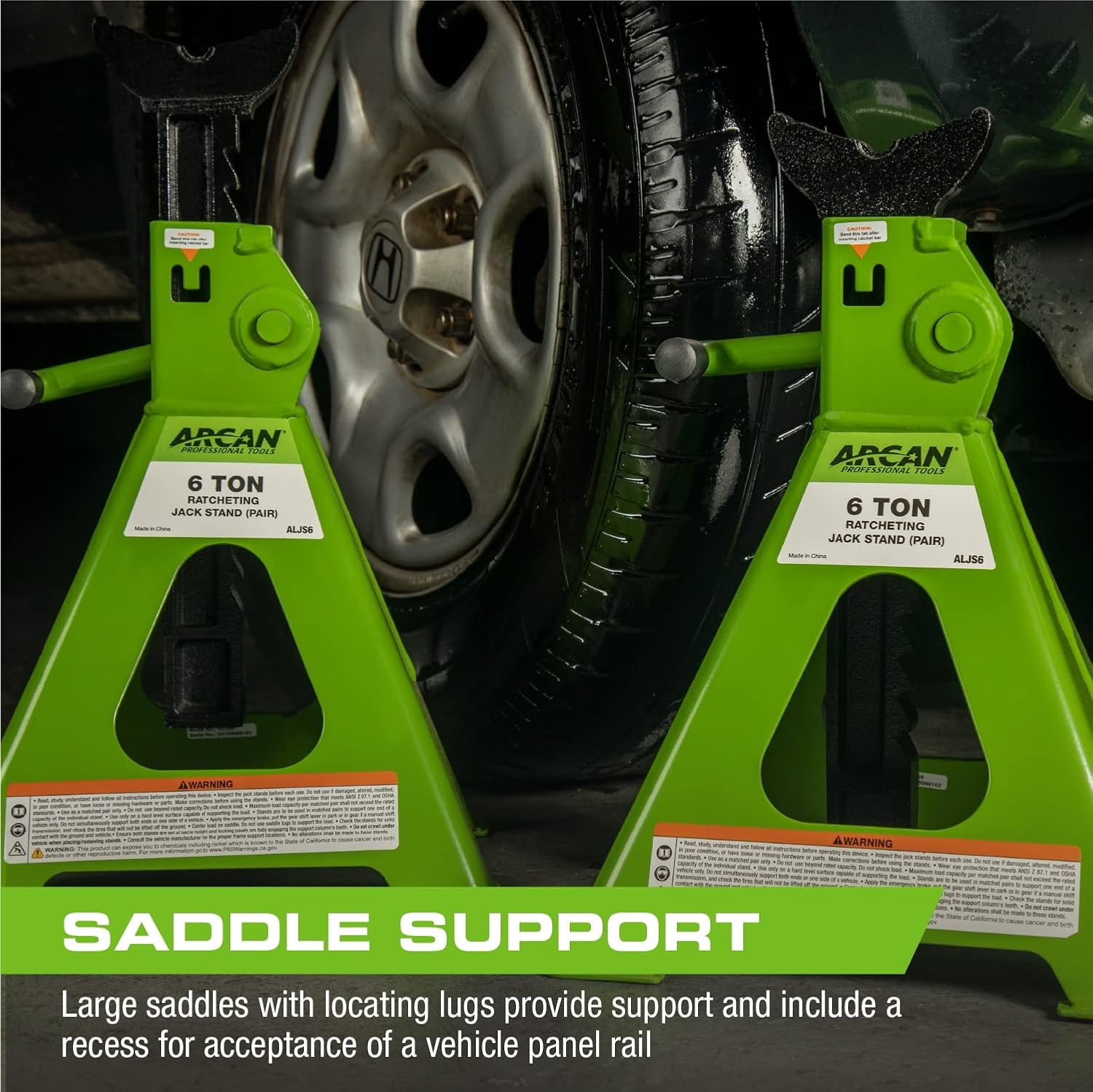 ARCAN 6-Ton Ratcheting Jack Stands, Pair, Model ALJS6