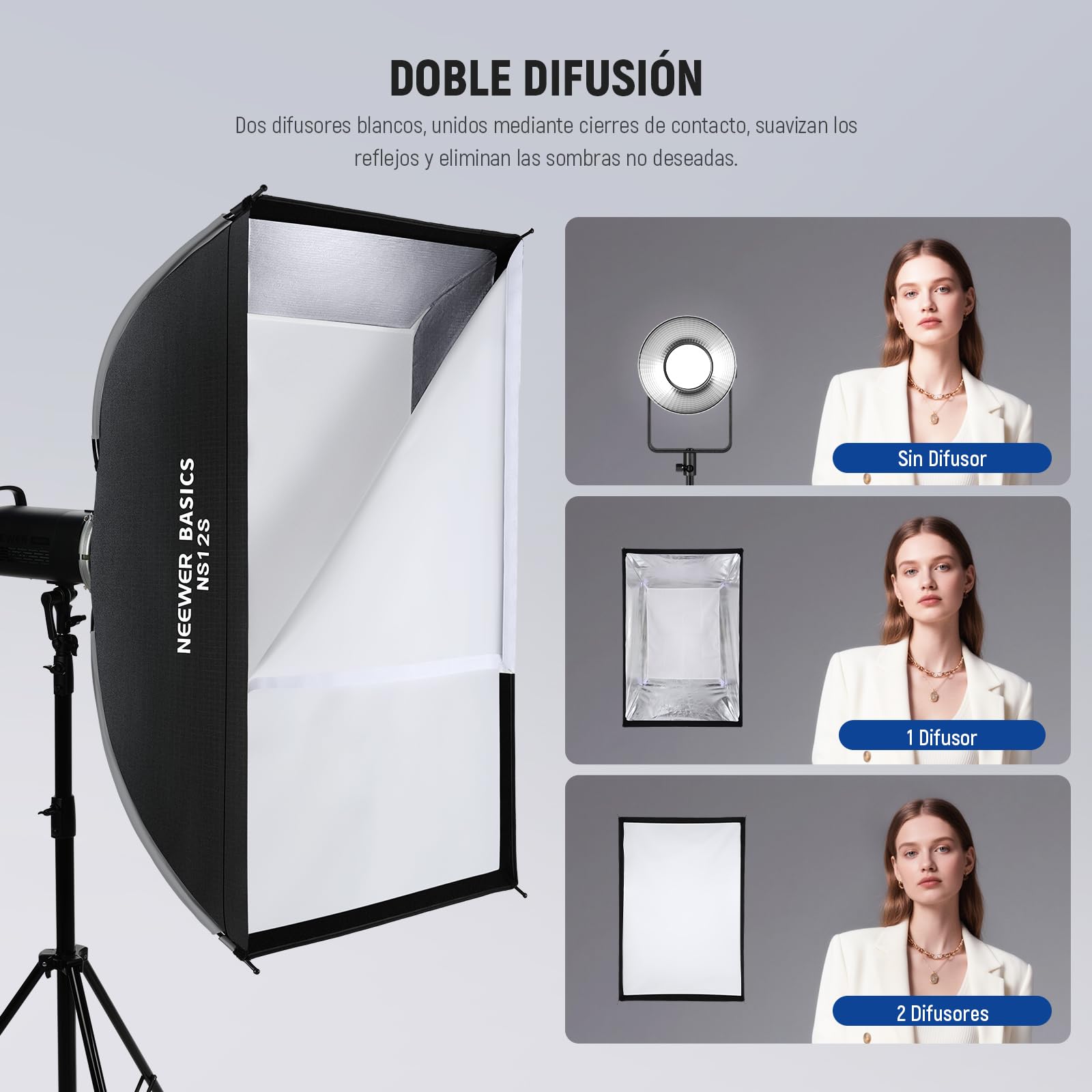 NEEWER BASICS Prostokątny zestaw softbox, 61 cm x 89 cm, szybkie odpinanie, pasek mocujący Bowens, miękki dyfuzor światła, kompatybilny z Godox, kompatybilny z Aputure Studio Photography Oświetlenie