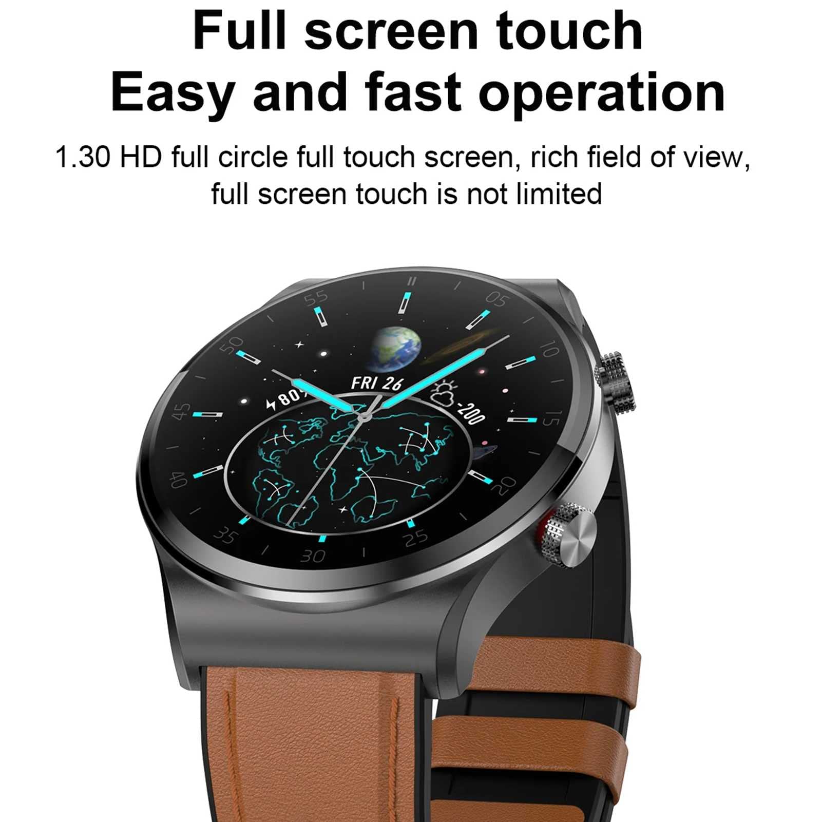 Inteligentny zegarek dla mężczyzn? Kobiety Podwójny tryb Bluetooth Monitorowanie snu Bransoletka sportowa 1.3 '' Okrągły okrągły ekran dotykowy Hd Zegarek elektroniczny Prezent
