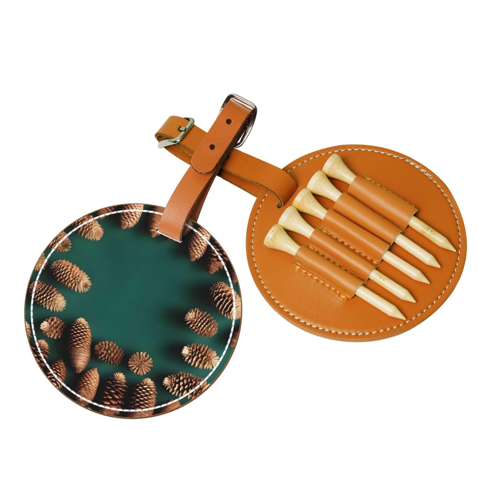 WXXWXD Pine Cone Border Printed Golf Tee Storage Bag - Portable Storage, Easily Organize Tees