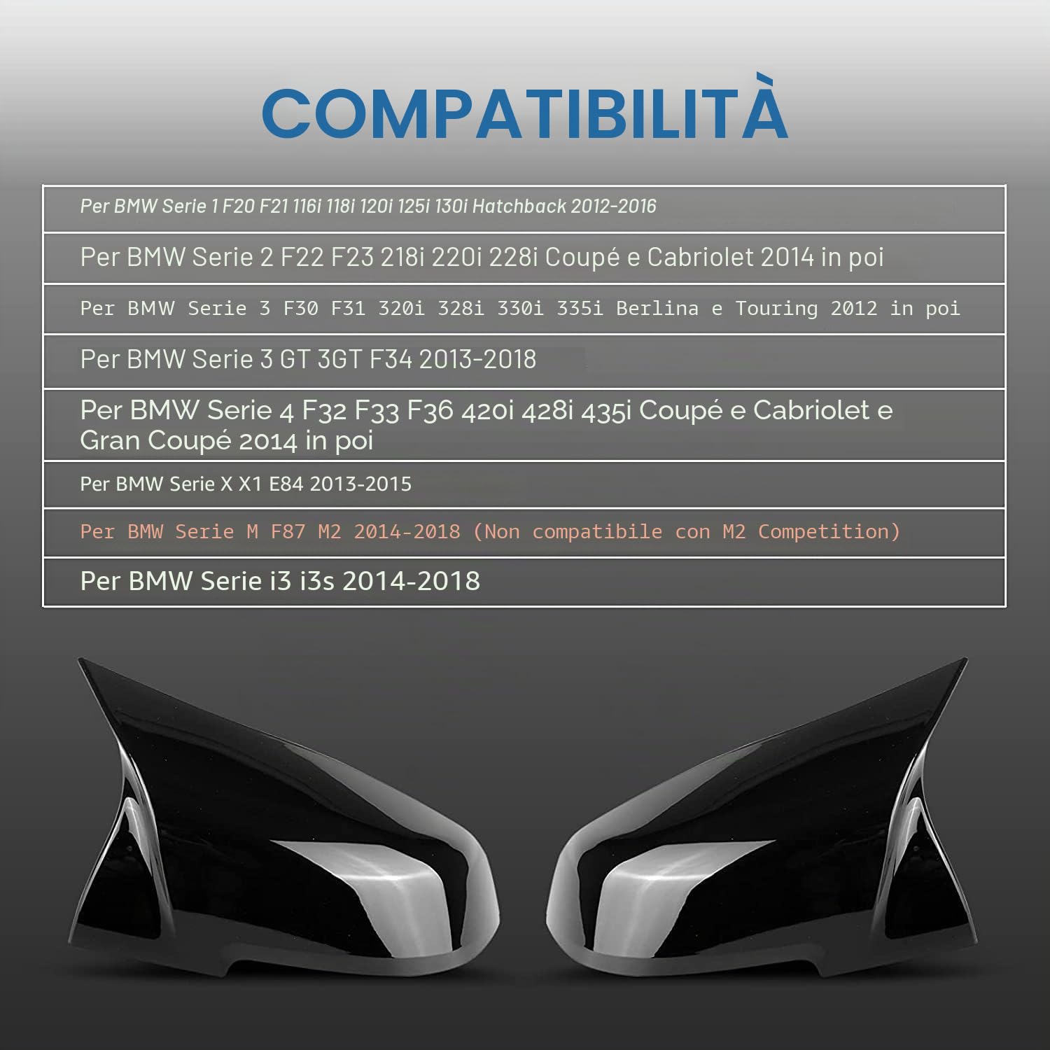 Coperture specchietti esterni per auto, coperture specchietti retrovisori di ricambio, ricambio per F20 F22 F23 F30 F31 F32 F33 F36 F87 M2 X1 E84 (fibra di carbonio)