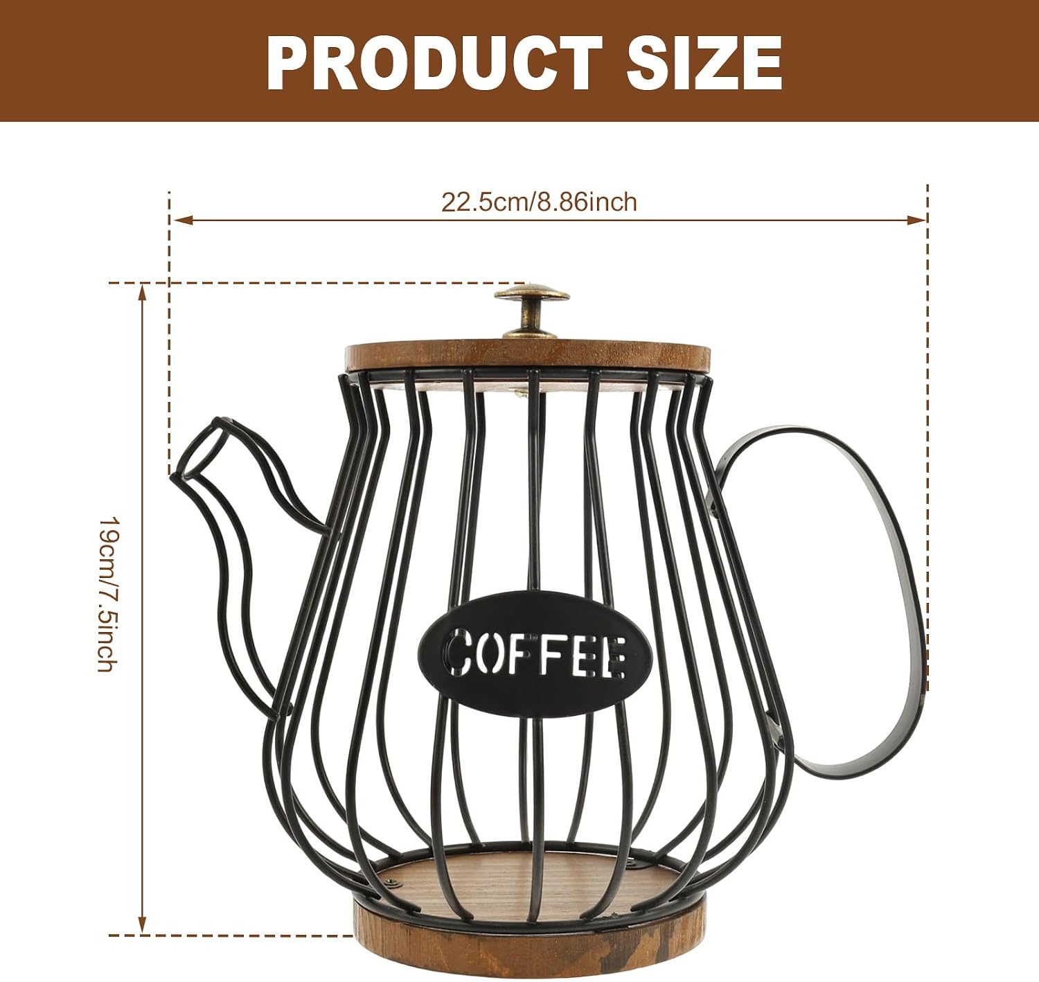 Coffee Pod Holder Organizer, 35 Large Capacity Cup Holder Organizer with Lid and Handle, Coffee Pod Basket for Kitchen Office Desktop, Espresso Pods for Counter