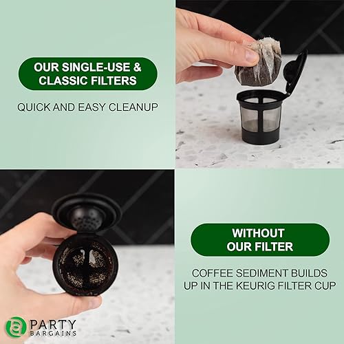 Miniatura 5 de PARTY BARGAINS 300 filtros de café de papel diseño clásico blanco filtro de café de un solo uso para Keurig 10 y 20 tamaño y cantidad perfectos