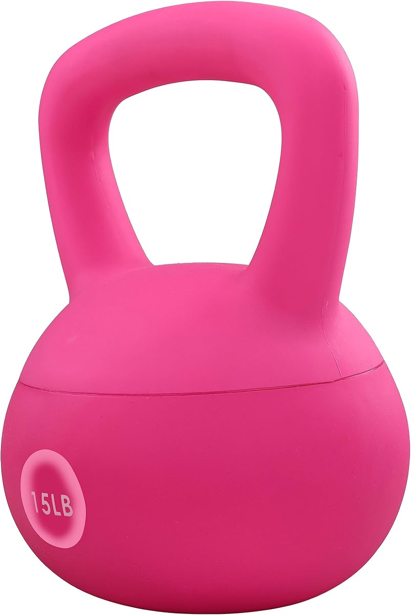​S​ignature Fitness Pesas rusas suaves - Pesas rellenas de arena de hierro y mar para mujeres y hombres - Pesas rusas de vinilo suave codificadas por colores, varios tamaños