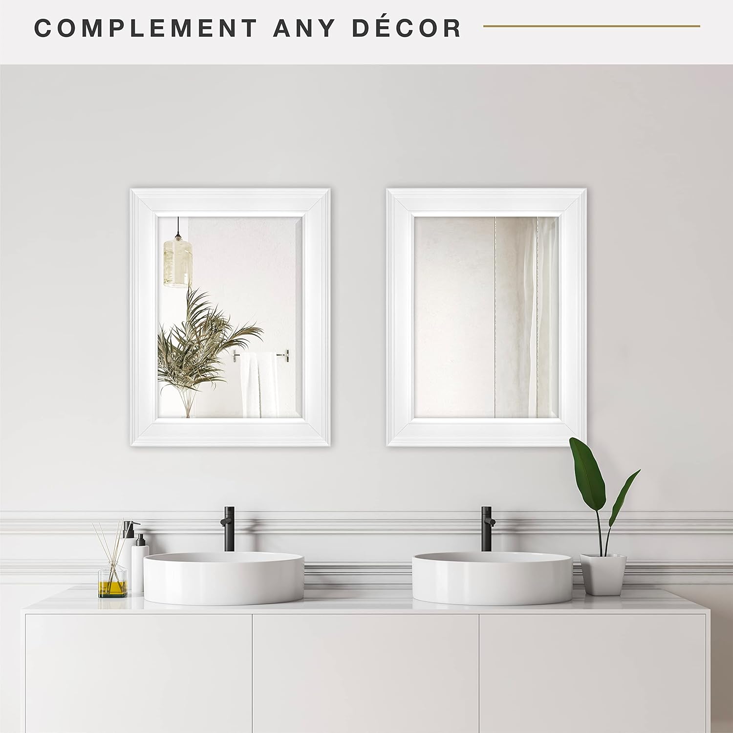 MCS 15 x21 Inch Wall Mirror, 21x27 Inch Overall Size, White (20450)