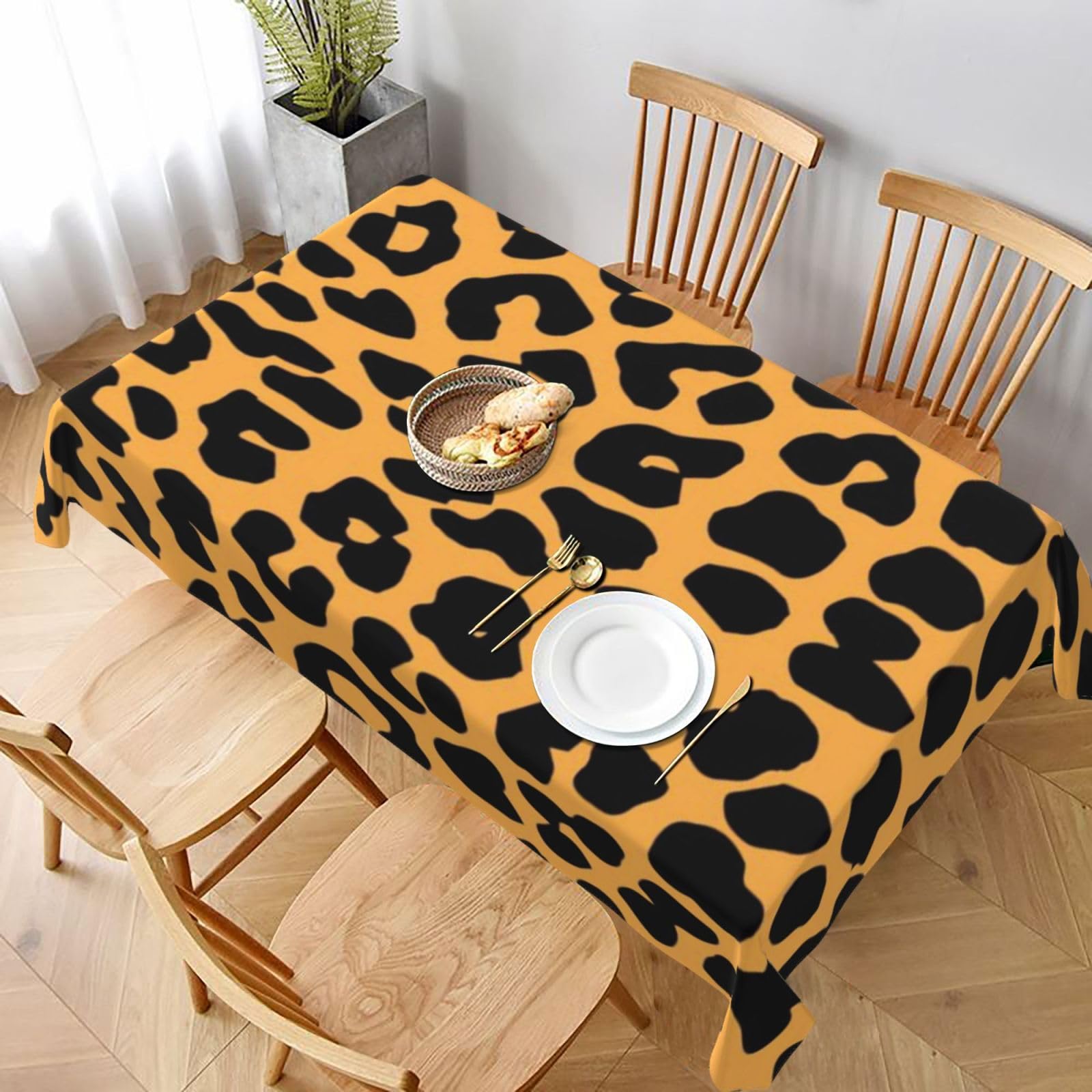 BNVSADC Leopard Pattern Print Printed Rectangle Tablecloth 228x152 CM, Water Resistant Polyester Table Cloth Decorative Fabric Table Covers for Kitchen Dining Table Parties Camping