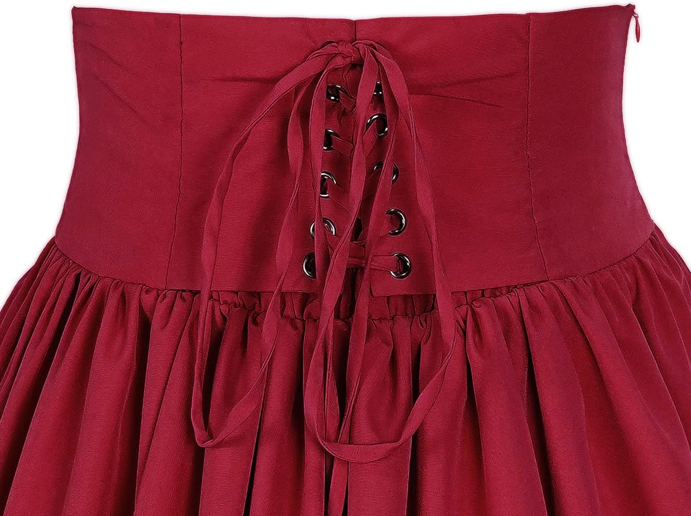Women Victorian Skirt Medieval Renaissance Peasant Skirt Floor High Waisted Fluttering Long Skirt - Image 6