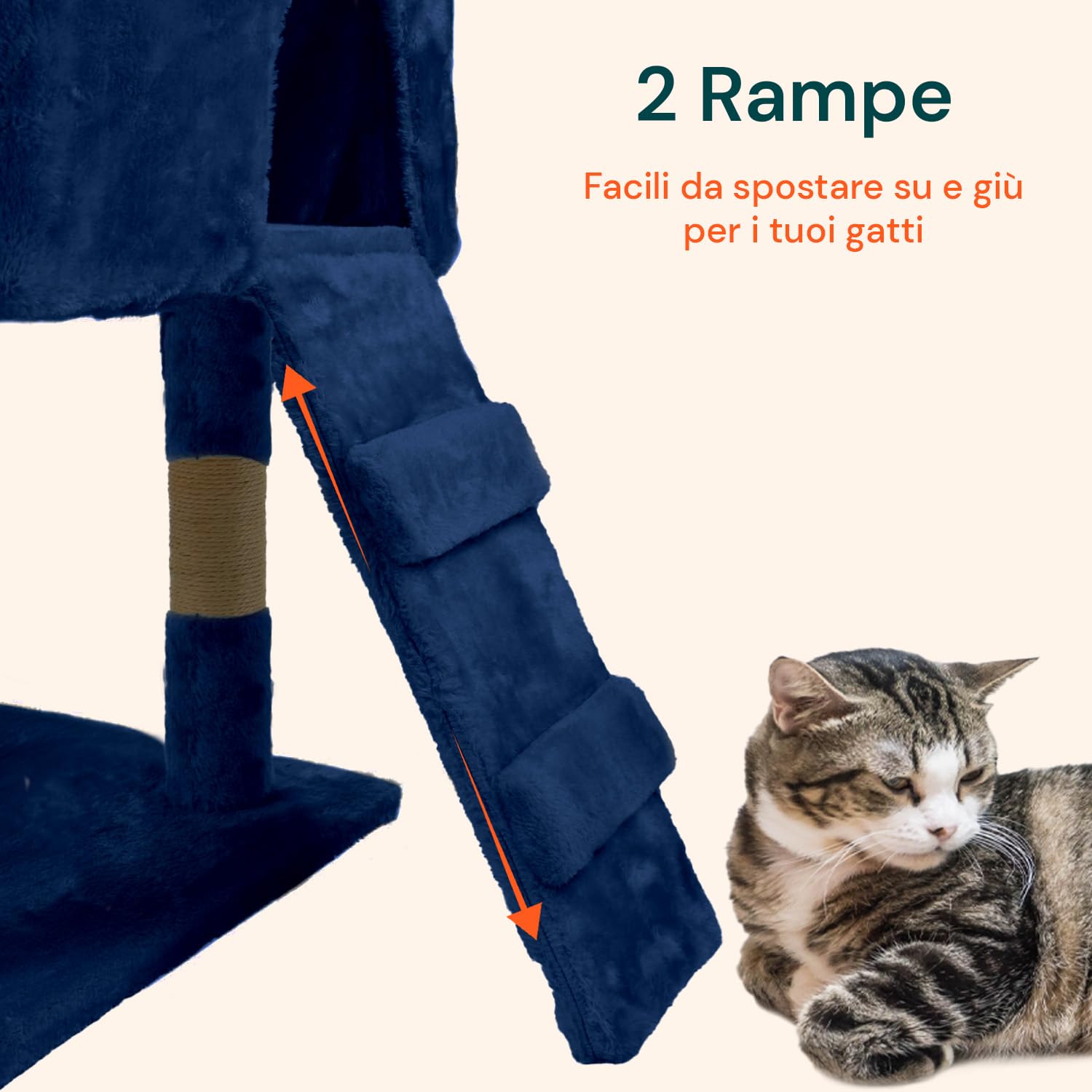 Wintem Tiragraffi da 170Cm con Cuccia per Gatti Albero Parco Giochi Gioco Tira Graffi per Gatto (Blu)