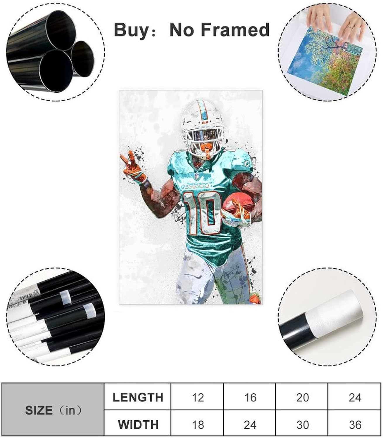 Tyreek Hill Poster Canvas Poster Bedroom Decor Sports Landscape Office Room Decor Gift Unframe: 16x24inch(40x60cm) - Image 2