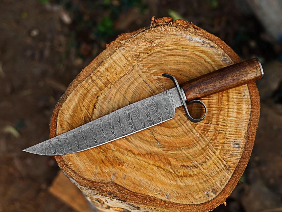 1917 Design Inspired Historical Replica Bowie Knife With Leather Sheath (Rosewood) Hunting Knife, Hunting Knives, Hunting Bowie Knife, Historical Replica Bowie Knife, EDC Knife