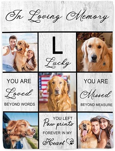 Artsadd Manta de cama conmemorativa personalizada para mascotas, regalos de condolencias, fotos personalizadas de perros, manta en memoria amorosa
