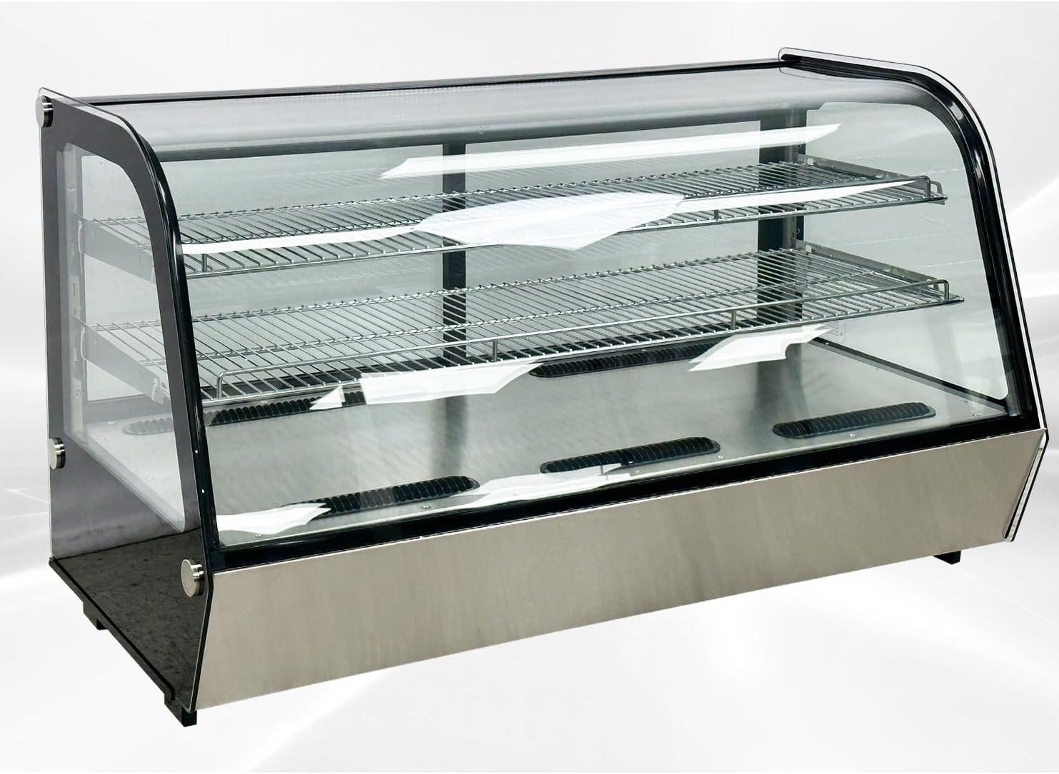 Bakery Display Cooler Refrigerated Case Countertop Desktop Slope Round-Corner 48 ins Commercial Restaurant Pastry Deli Stainless Steel Base Curved Glass NSF Food Cooler CW200710