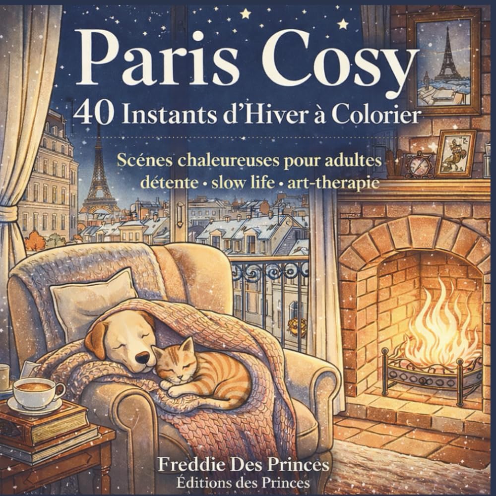 Paris Cosy – Instants d’Hiver à Colorier: 40 scènes chaleureuses pour se détendre, ralentir et savourer le moment (Collection Coloriage Cosy)