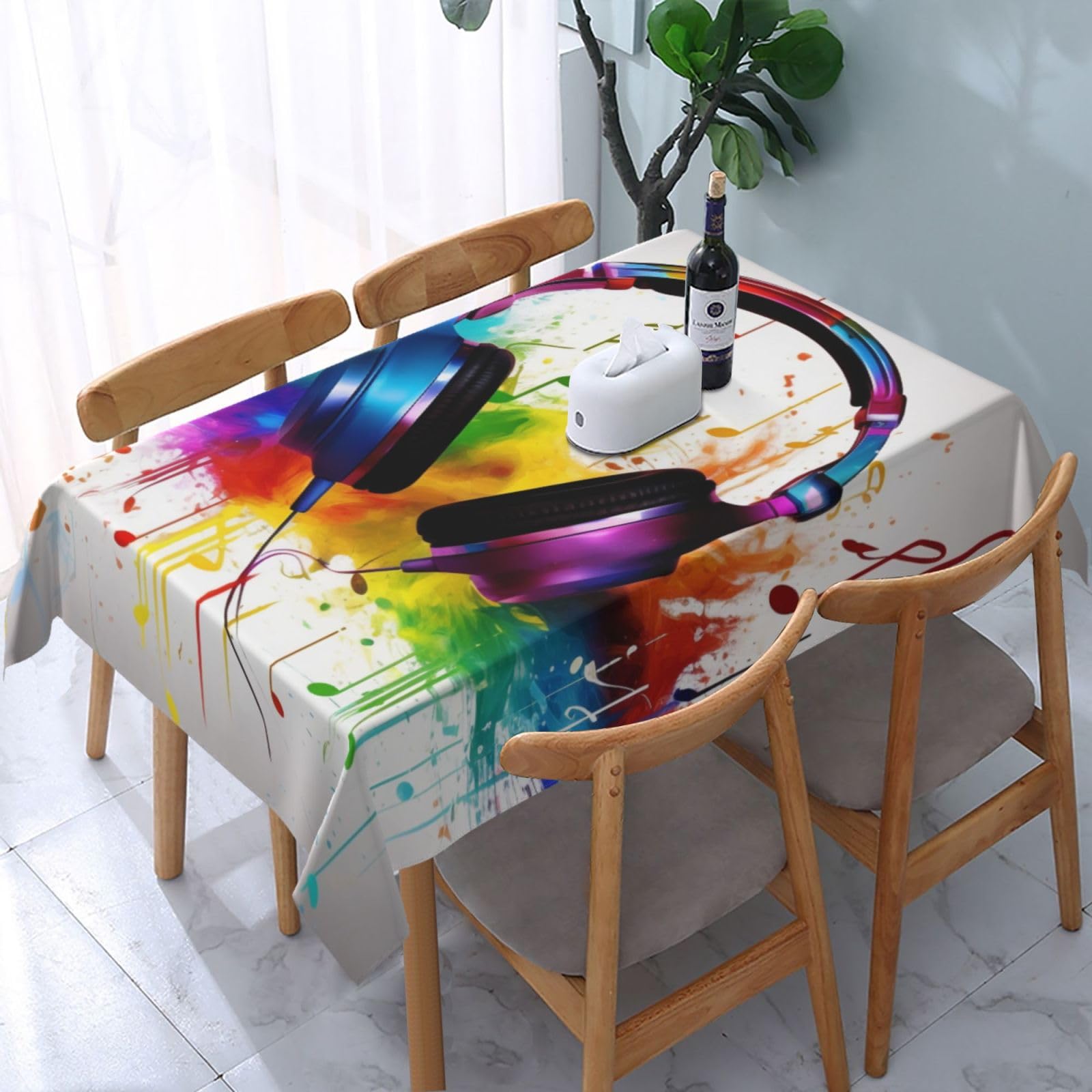 WPKJU Music Printed Tablecloth Water Resistant Table Cover Washable Rectangle Table Cloth for Tables 54x72 in