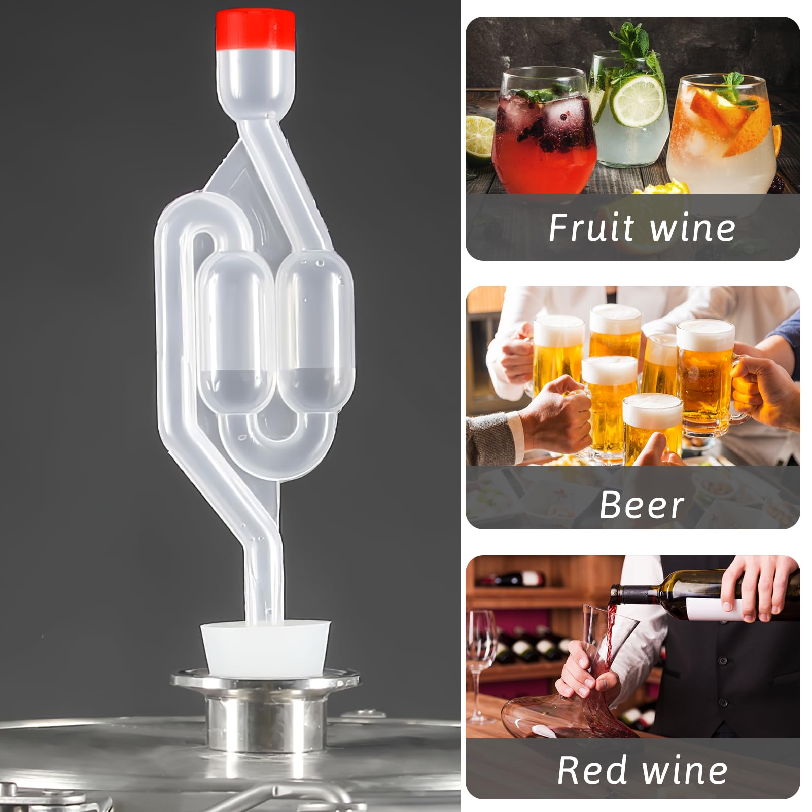 Kit Fermentazione Birra E Vino - 2 Valvole Airlock In Plastica Per Fermentatori - Foto 5