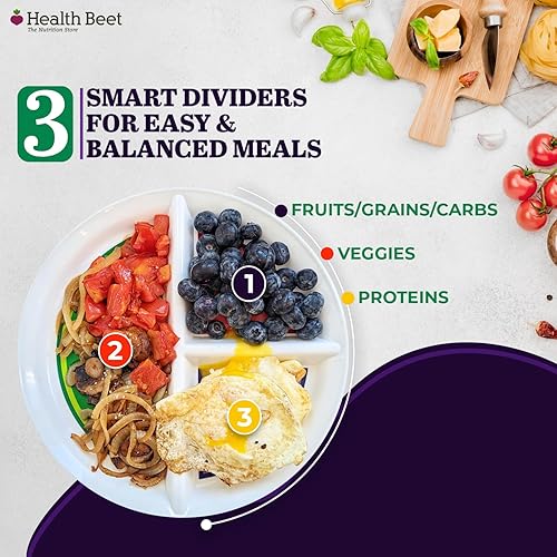 Miniatura 6 de Diabetes Portion Plate with DIVIDED SECTIONS for Healthy Eating and portion control (1)