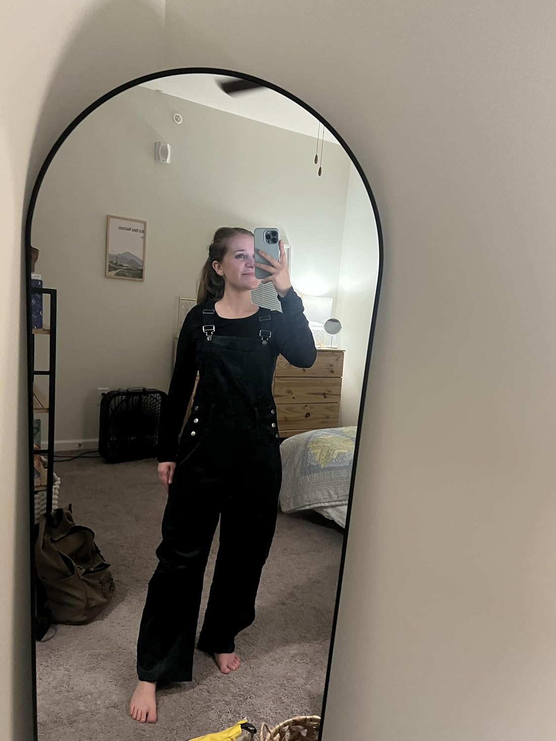 AMEBELLE Corduroy Overalls for Women Barrel Wide Leg Bib Corduroy Pants Women Adjustable Romper Jumpsuit with Pockets(3007-Black-XS) - Image 4