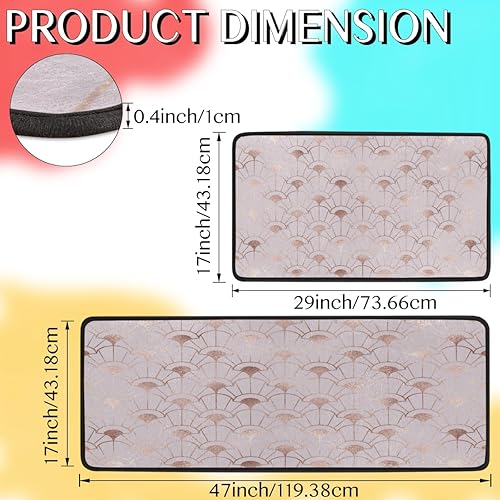 Vista 51 de Tapete de cocina acolchado con patrón de estrellas brillantes, antifatiga, juego de 2 piezas, duradero, resistente a las manchas, parte inferior