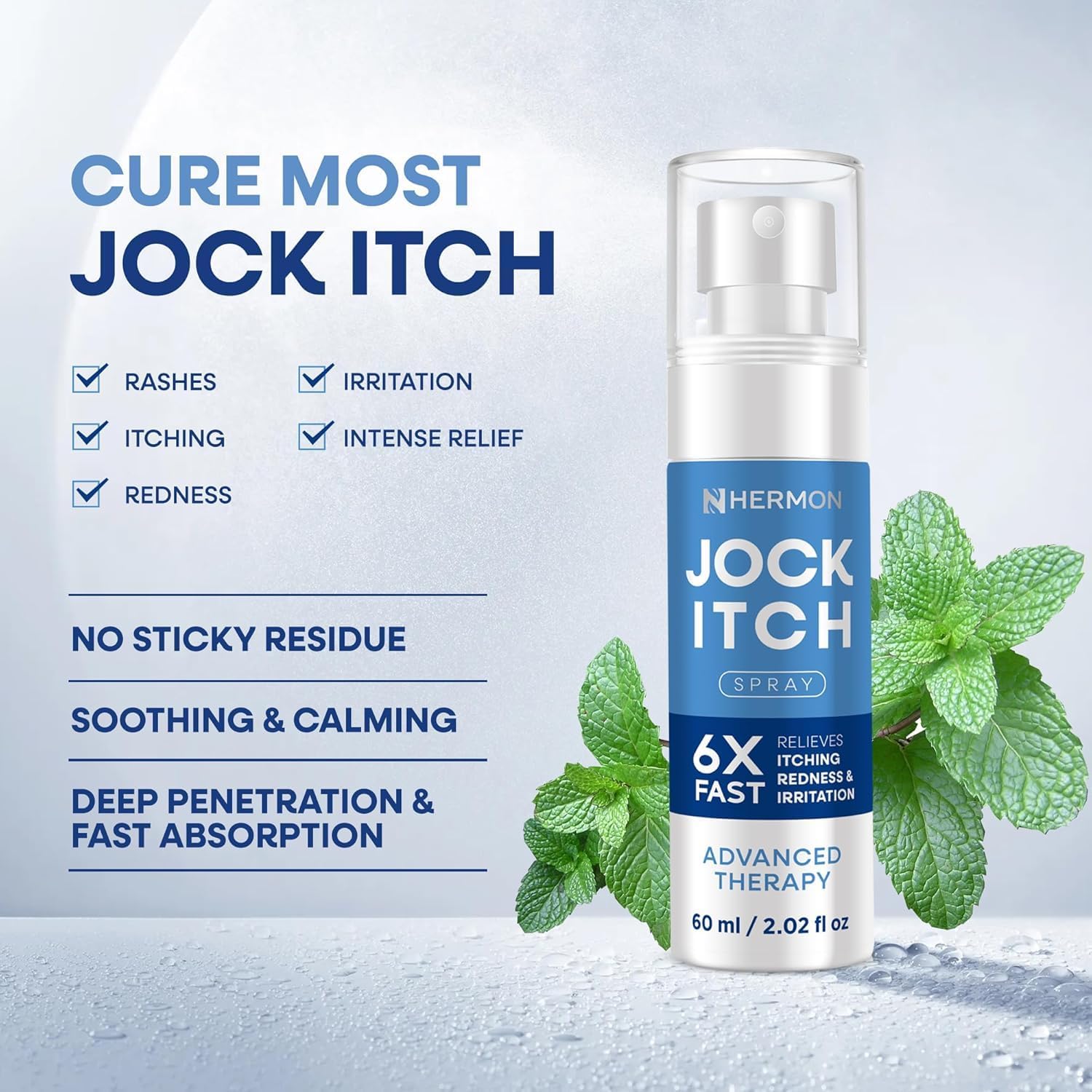 Hermon Jock Itch Spray for Men: Powerful Treatment for Jock Itch - Extra Strength Spray Liquid Provides Soothing - 2.02 Fl Oz (Pack of 2)
