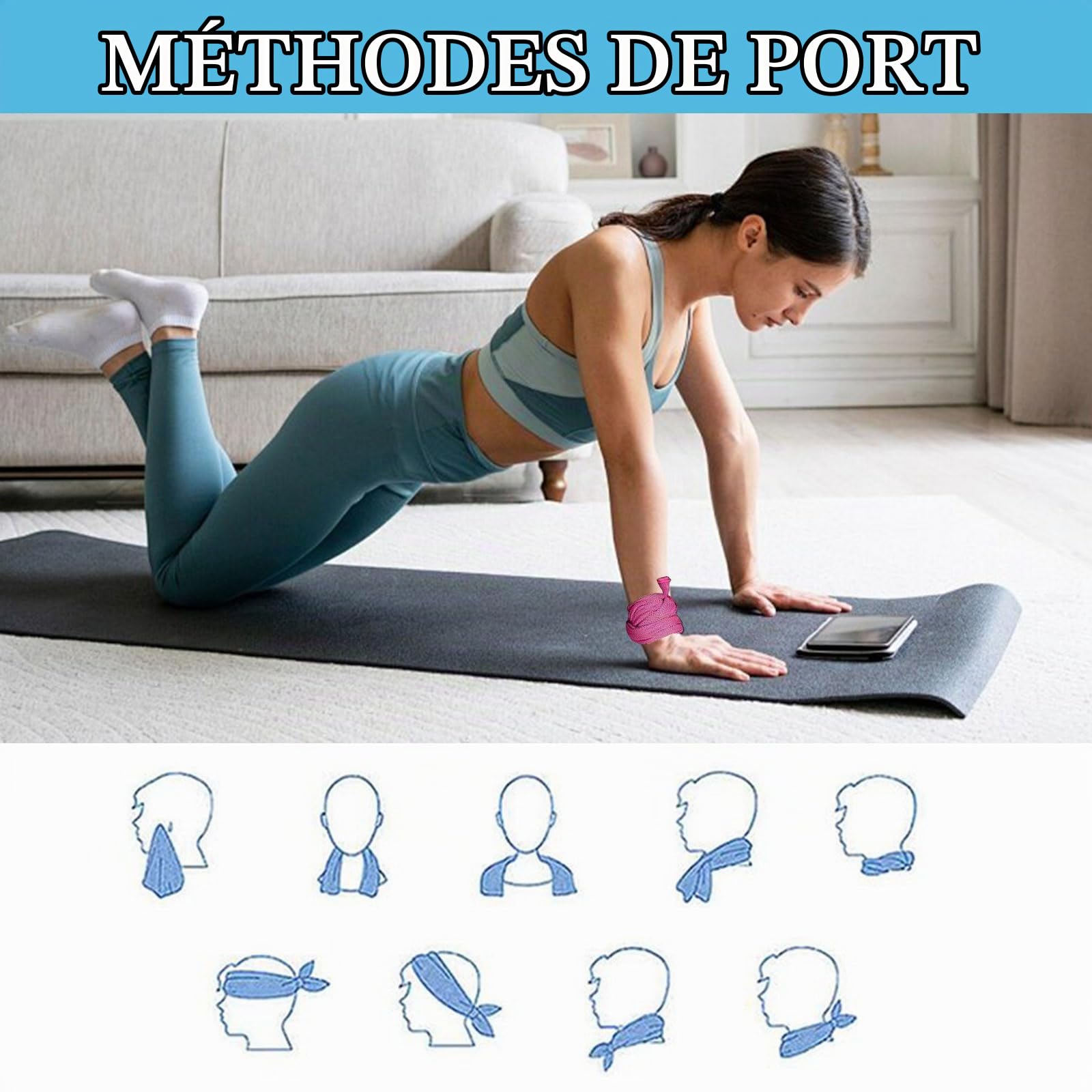 4er-Pack de Serviettes rafraîchissantes pour Cou et Visage, Bandages rafraîchissants pour Cou, Serviettes de Sport rafraîchissantes, Serviettes en Tissu Respirant et Doux pour l'entraînement
