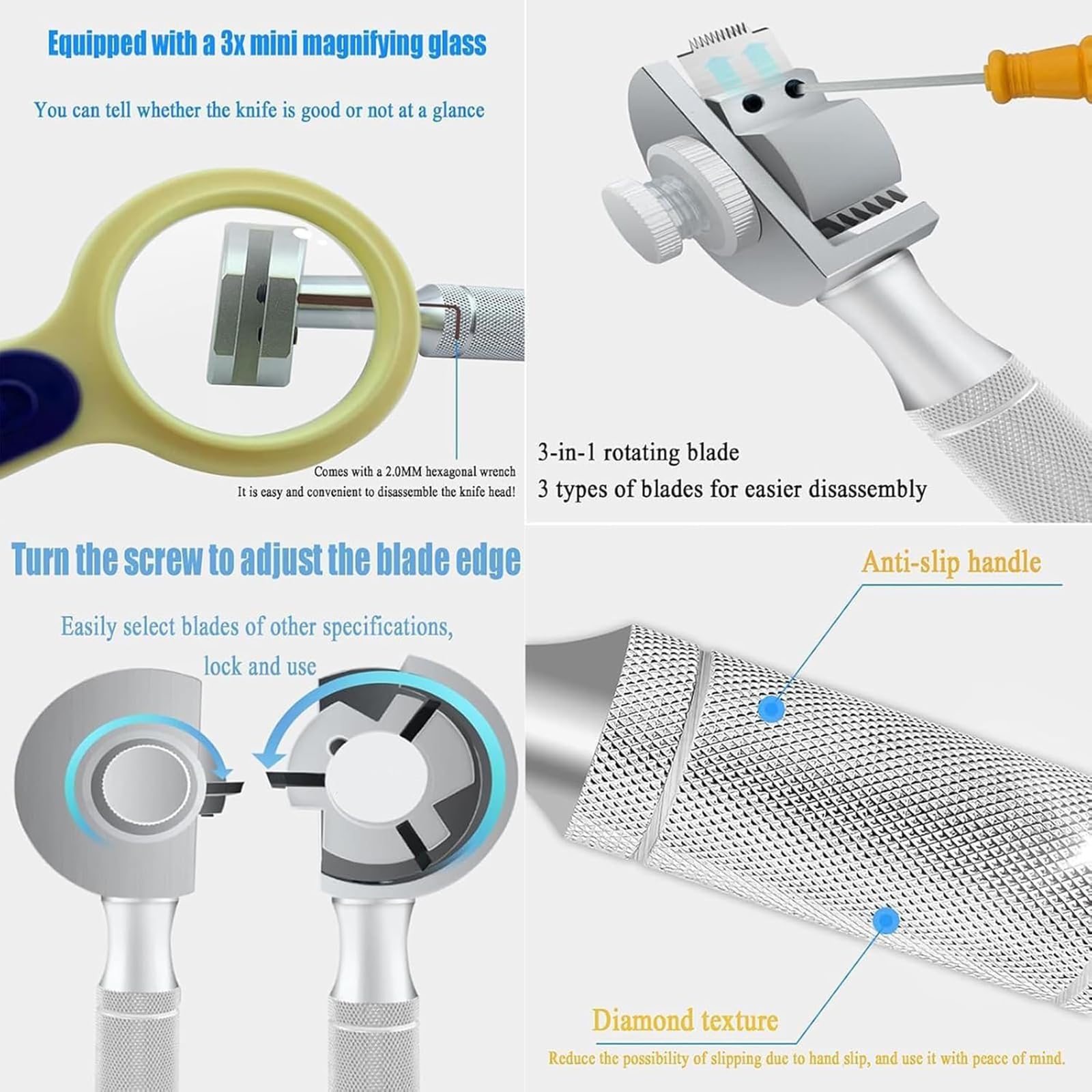 Probador de adherencia de escotilla cruzada, trazador de película de pintura de corte cruzado con cuchillas de 2 mm, 6 y 2 mm, 11 y 1 mm, mango antideslizante, alta precisión para laboratorios y