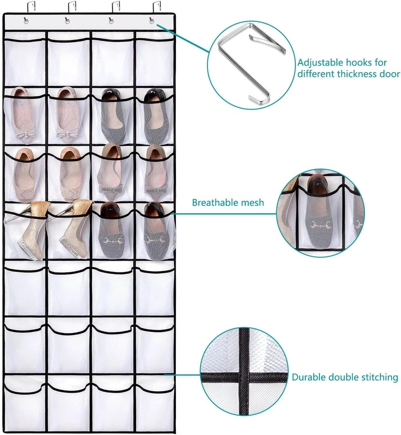 for REGELETO 28 Pocket Over The Door Shoe Organzier, Hanging Shoe Rack for Door