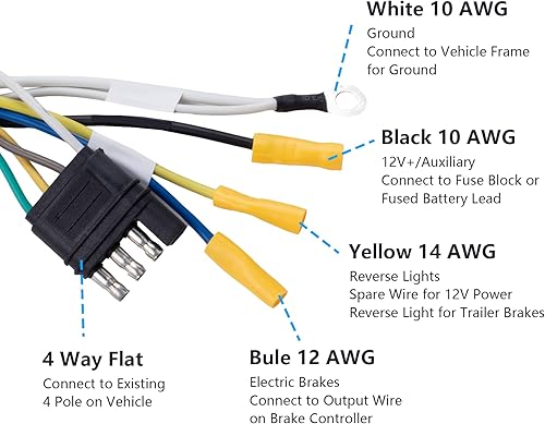 Miniatura 6 de Adaptador de cableado de remolque múltiple de 4 vías plano a 7 vías y adaptador de cableado de remolque hembra plano de 4 vías con soporte de