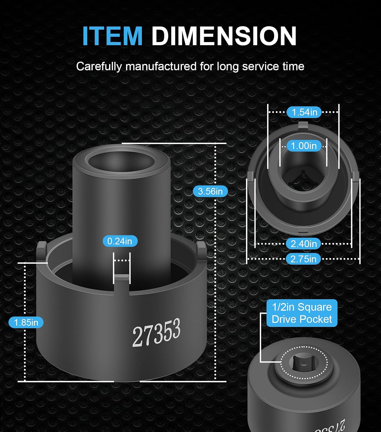 27353 Rear Axle Nut Wrench Fit for Ford F-250, F-350, F-450 Trucks 2003 and Up, 4 Lug Socket Wrench for 10-1/2-inch Rear Axle, 2-3/4-inch Outer, Replace for 205-448 27353 6610