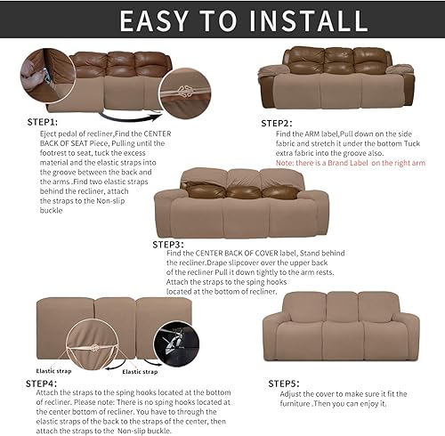 Miniatura 157 de Funda elástica para sofá reclinable de fácil colocación, Tela mezcla de poliéster Algodón, Arena