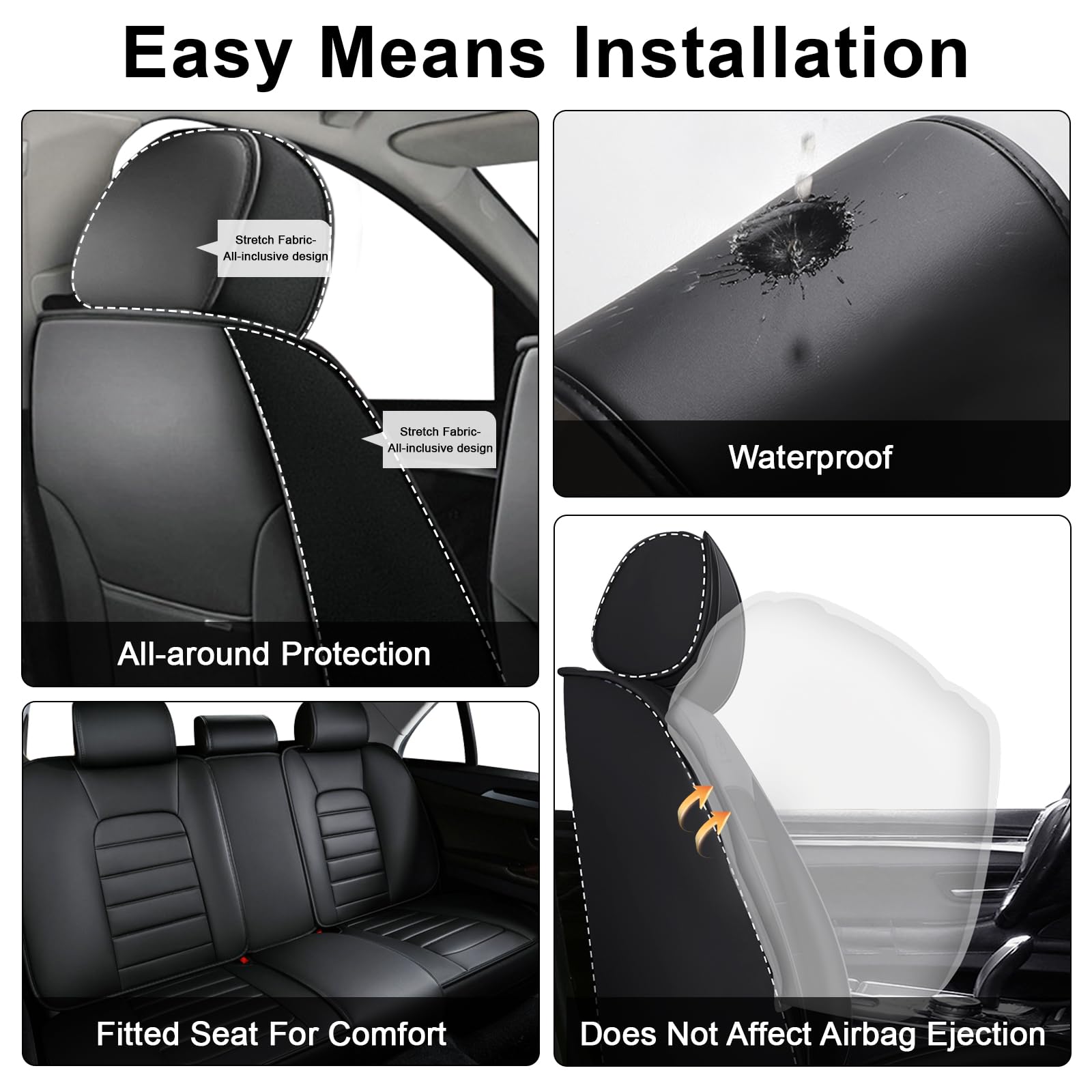 Leather Car Seat Protectors AREKA 2 Seat Covers For Honda Ridgeline  2006-2025 Breathable Car Seat Covers,Anti Custom Fit Seat Covers