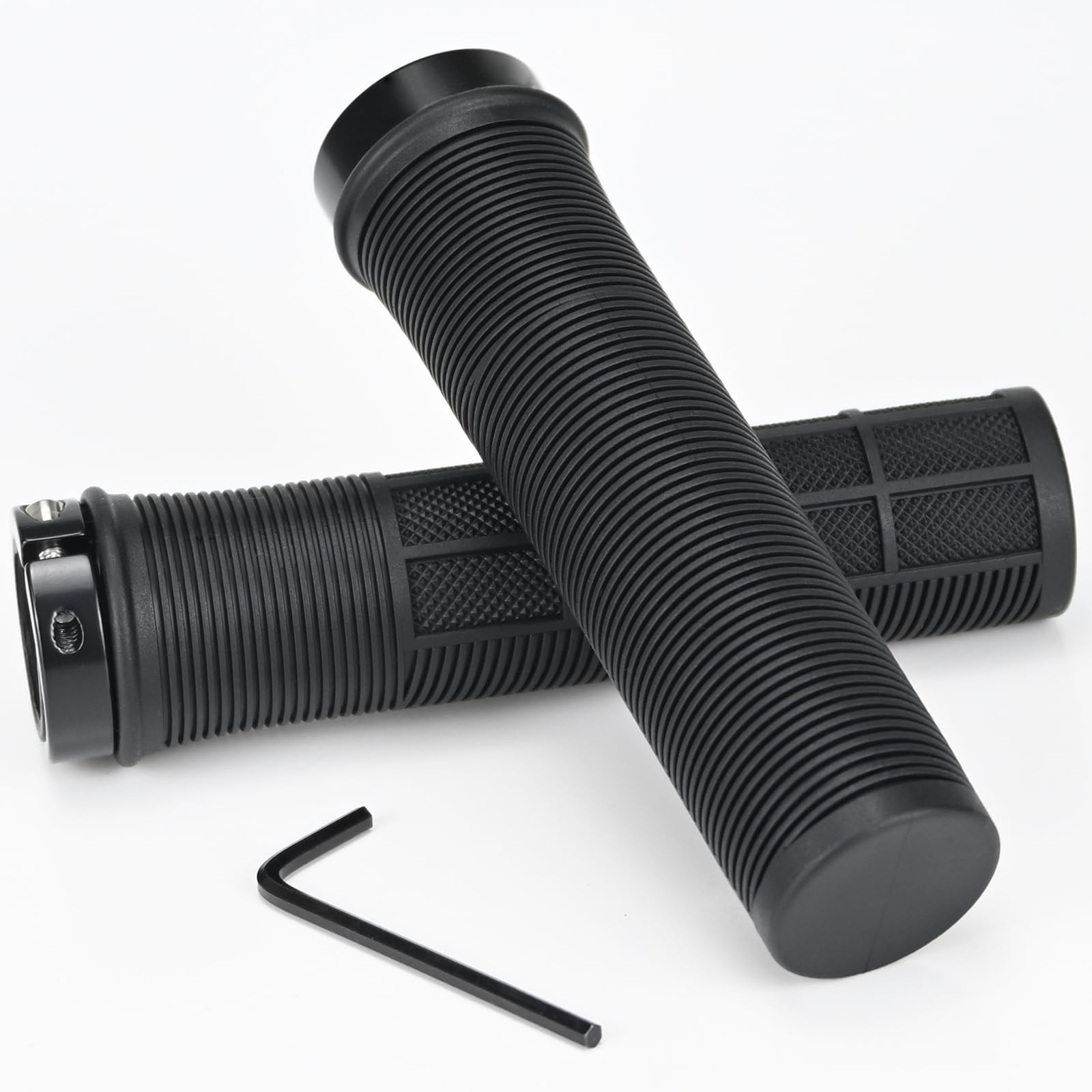 KOOOGEAR Bike Handlebar Grips,Non-Slip Rubber Bicycle Handle Grip with Aluminum Lock,Bike Hand Grip for Scooter Cruiser Urban Bikes Tricycle MTB BMX Foldable Bicycle (Black)