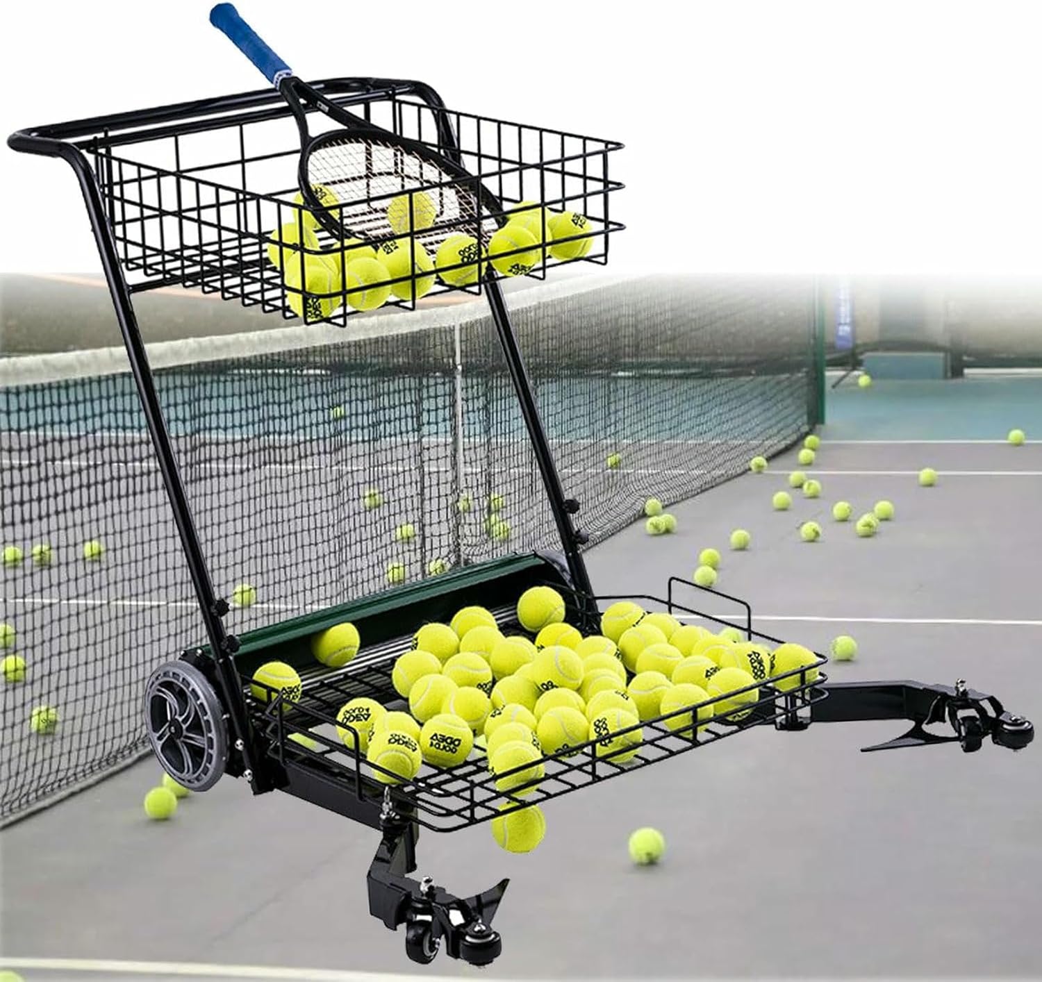 Tennis Ball Collectors,Hand Push Automatic Tennis Retriever Ball Basket Equipment,Tennis Ball Automatic Picking Machine,for Various Tennis Courts