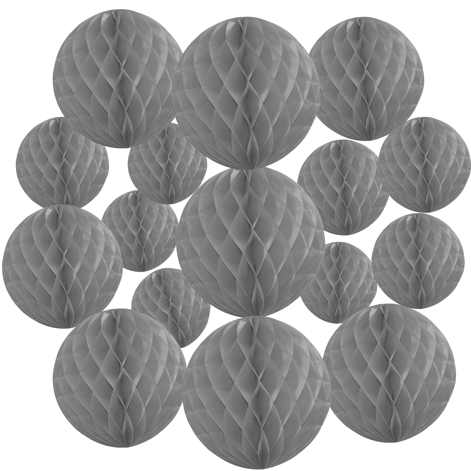 Time to Sparkle 16MIX Tissue Paper Honeycomb Balls Table Centrepiece Lantern Garland Wedding Decoration Sliver Grey