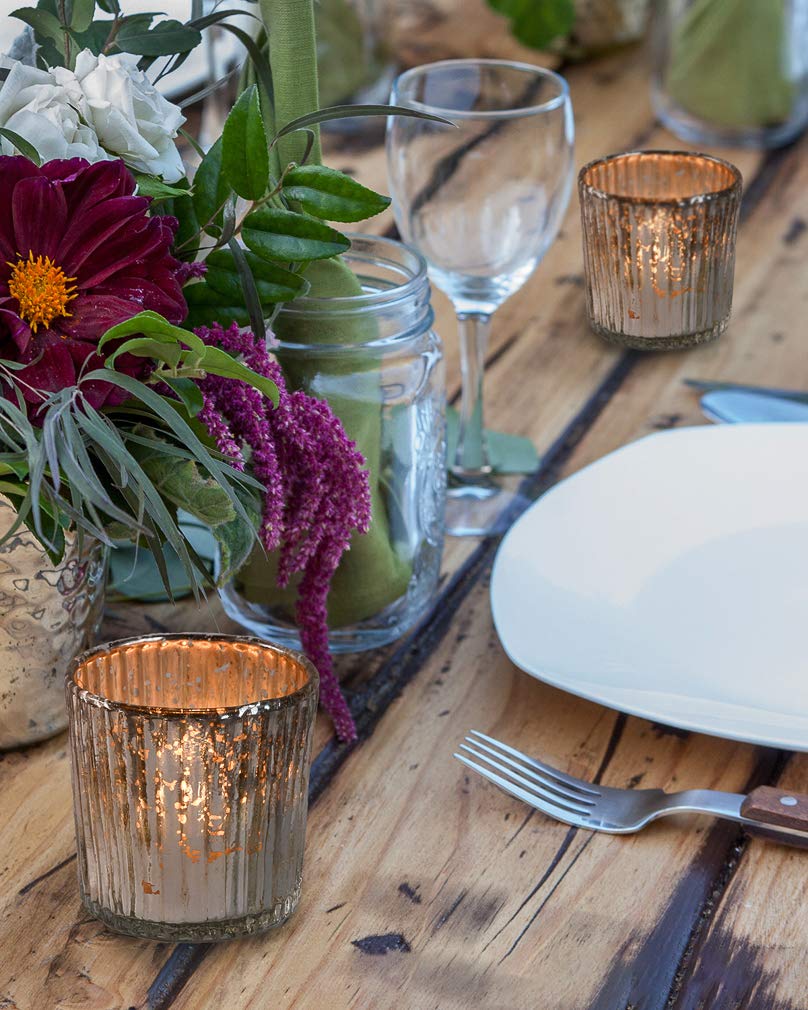 Amazon｜大きなリブ付きアンティークシルバーキャンドル4本セット S