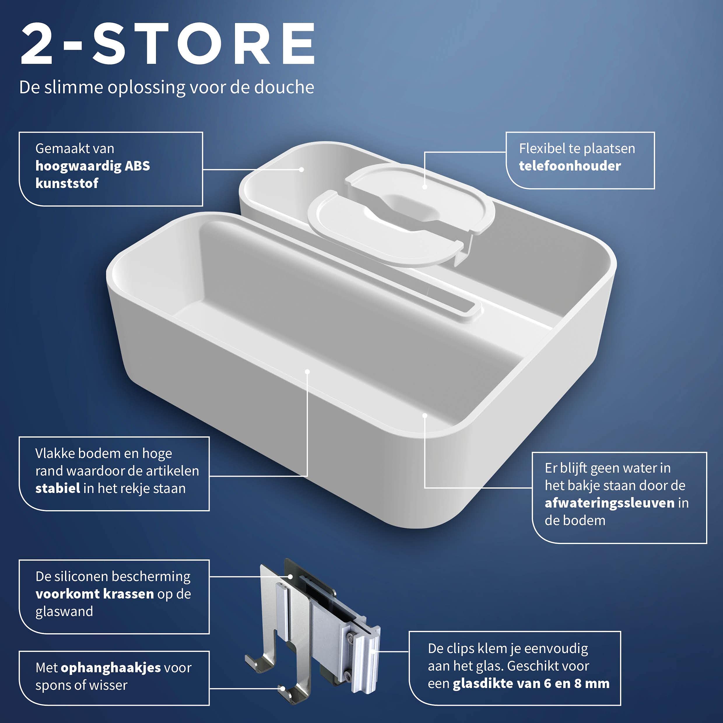 TIGER 2-Store, Contenitore per doccia, Cestello Doccia Agganciabile, Bianco