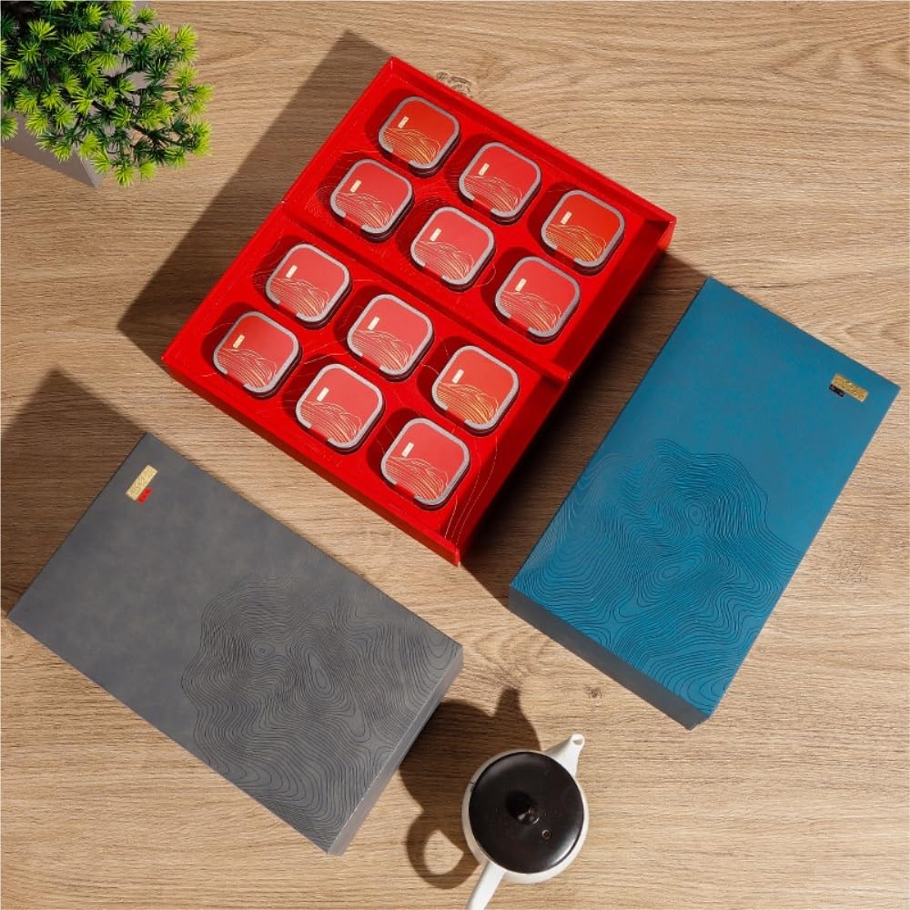 Tarro De Azúcar Contenedor de Almacenamiento de té a Granel, Lata sellada pequeña, Lata de Hierro Cuadrada, Lata vacía, Juego de té Retro, Juego de Caja de Regalo de Doce latas Bote De Té(A)