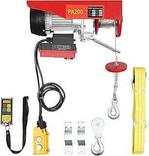Yellulu 2 in 1 Electric Hoist Winch 440lb, Portable Electric Hoist, Portable Power Electric Winch,Cable/Wireless Remote Control- w/ 12M/ 39.37ft Lanyard- 20/39.4 FT Lifting Height, Lift 17/ 33ft/min