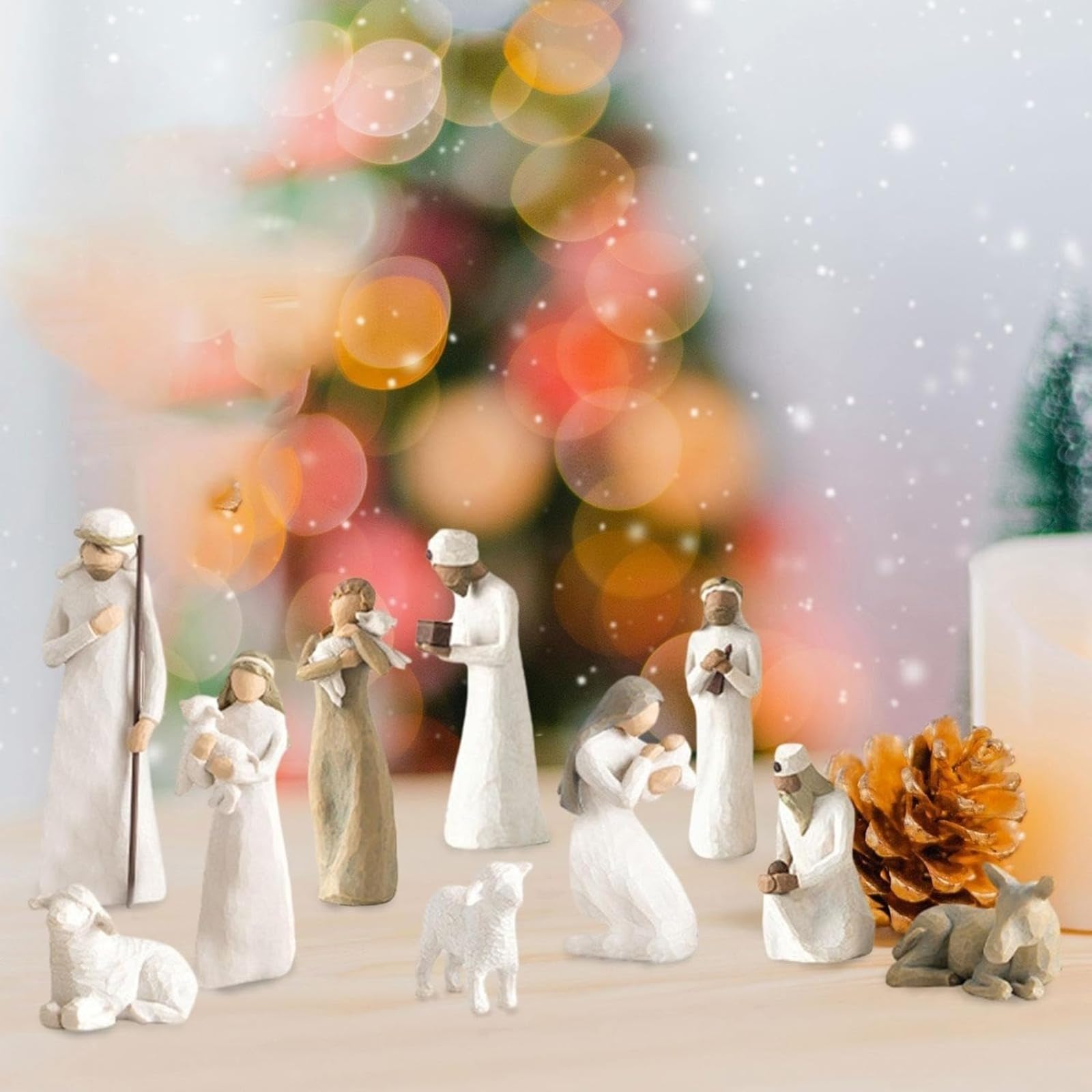 Generisch Krippenset Born Scene Figur,10-teiliges Figuren Krippe Harz, Geburt Belen Weihnachten, Weihnachtskrippe mit Figuren, Krippenszene Krippe Harz Heilige Familie, Dekoration