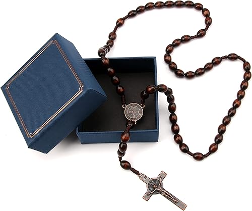 Rosarios católicos de madera hechos a mano y crucifijo de metal, cuentas de oración de madera, collar de cruz católica, rosario cristiano, rosarios