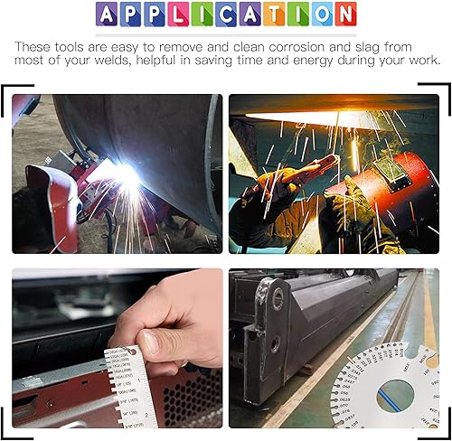 Miniatura 7 de Glarks Juego de 6 herramientas de eliminación de escoria de soldadura, incluye martillo de astillado de soldadura de 10 pulgadas con mango de
