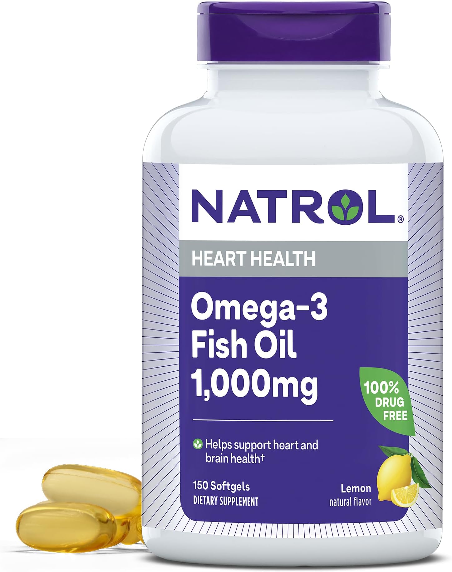 Natrol, Omega-3 Fish Oil Softgels, Heart Health Dietary Supplement, 1000 mg, 150 Count