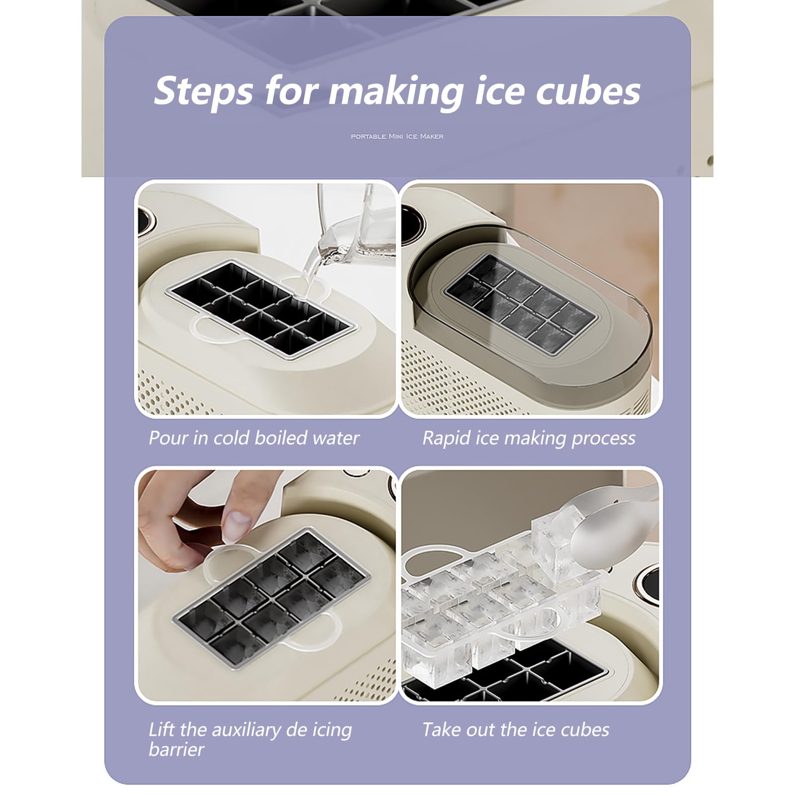 Máquina de hielo semiconductora de bajo ruido, portátil, para camping, hogar, cubos multifuncionales, máquina de hielo de bajo consumo