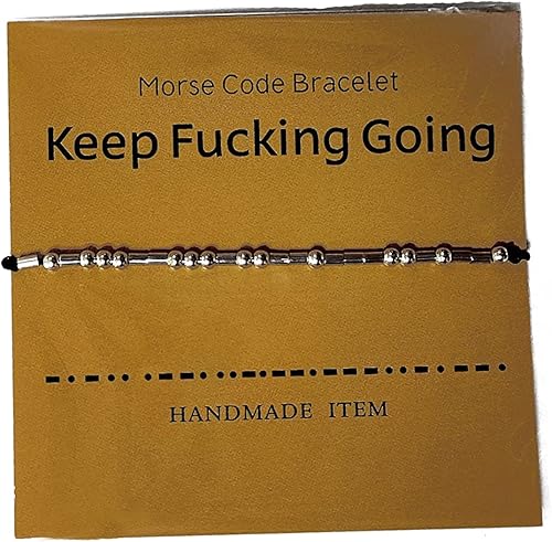 Pulseras de código Morse con significado especial, cuentas en cilindro en cordón de seda con tarjeta de mensaje secreto e inspirador para mujeres y