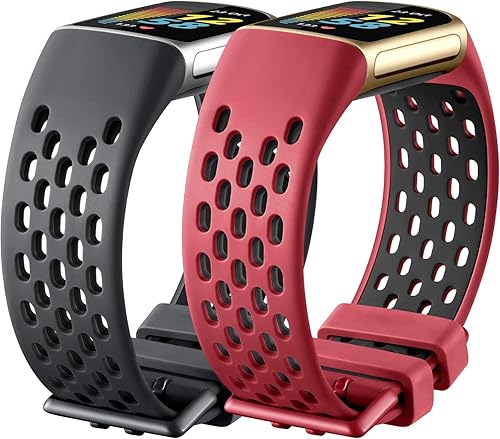 Maledan Elegante correa deportiva compatible con Fitbit Charge 5, bandas para mujeres y hombres, suave y transpirable, pulsera de repuesto para